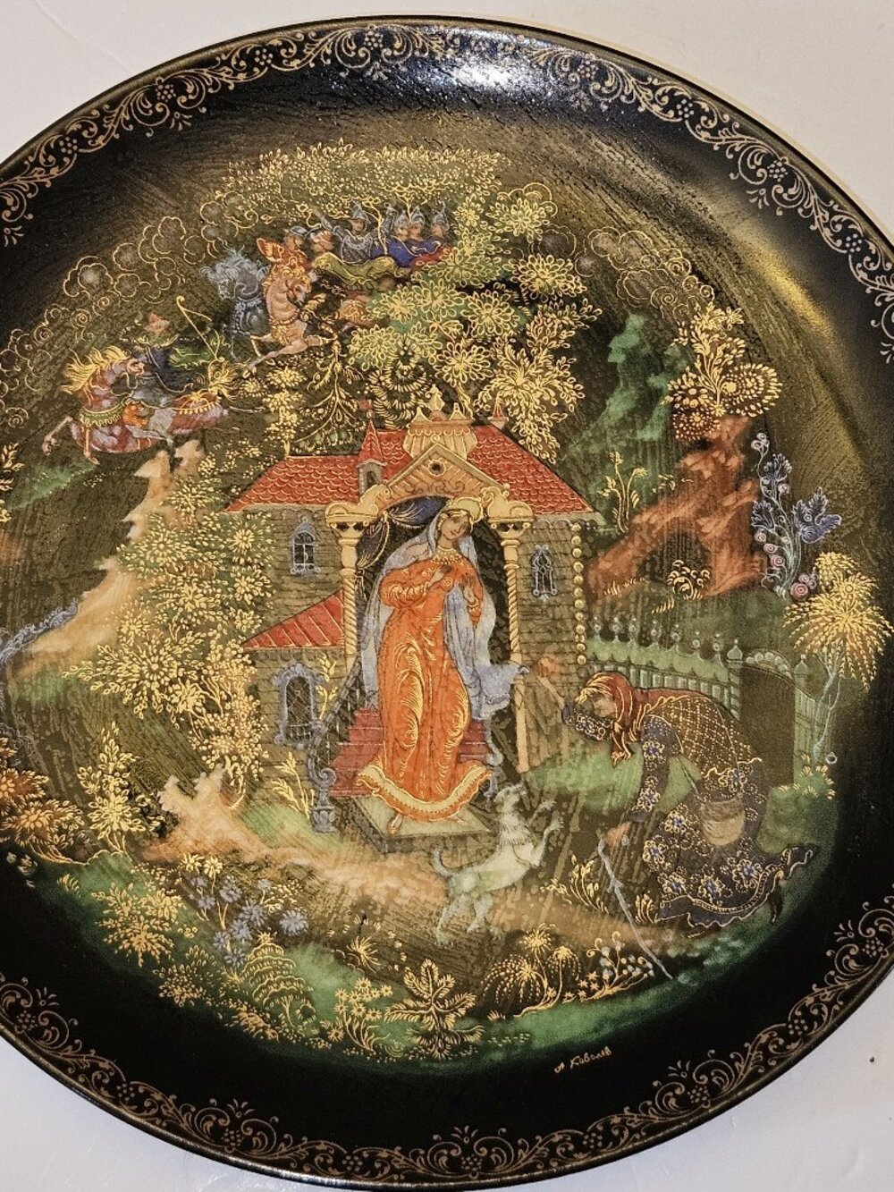 Rare 1988 Soviet Palekh Porcelain Collector Plate - Russian Fairy Tales Series